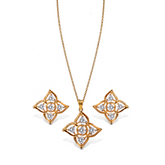 Golden Blossom White Zircon Pendant Set